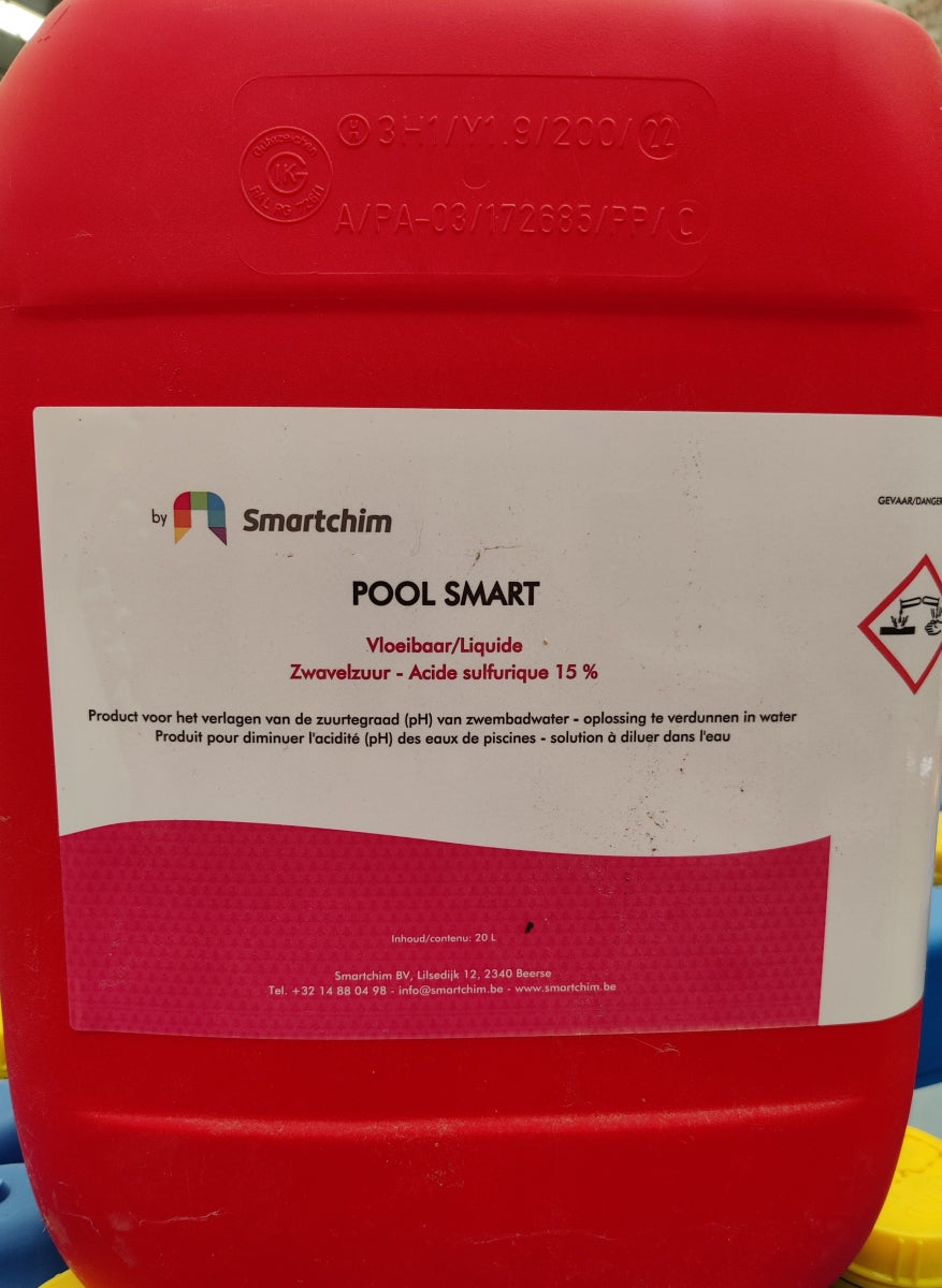 POOLSMART PH DOWN VLOEIBAAR  15 % - 20 LITER inclusief 10 € BORG BIDON